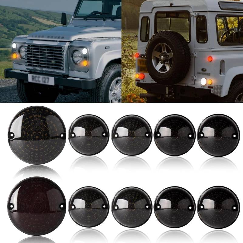 HEYOUTH 10PCS Led Update Light Kits,Kompletten Lichtkits Anzeige Hinten Rückleuchte Nebel & Rückwärts & Vorderseite Seitenlicht for Land Rover Defender 90/110(1990-2016) Geräucherte Linse von HEYOUTH