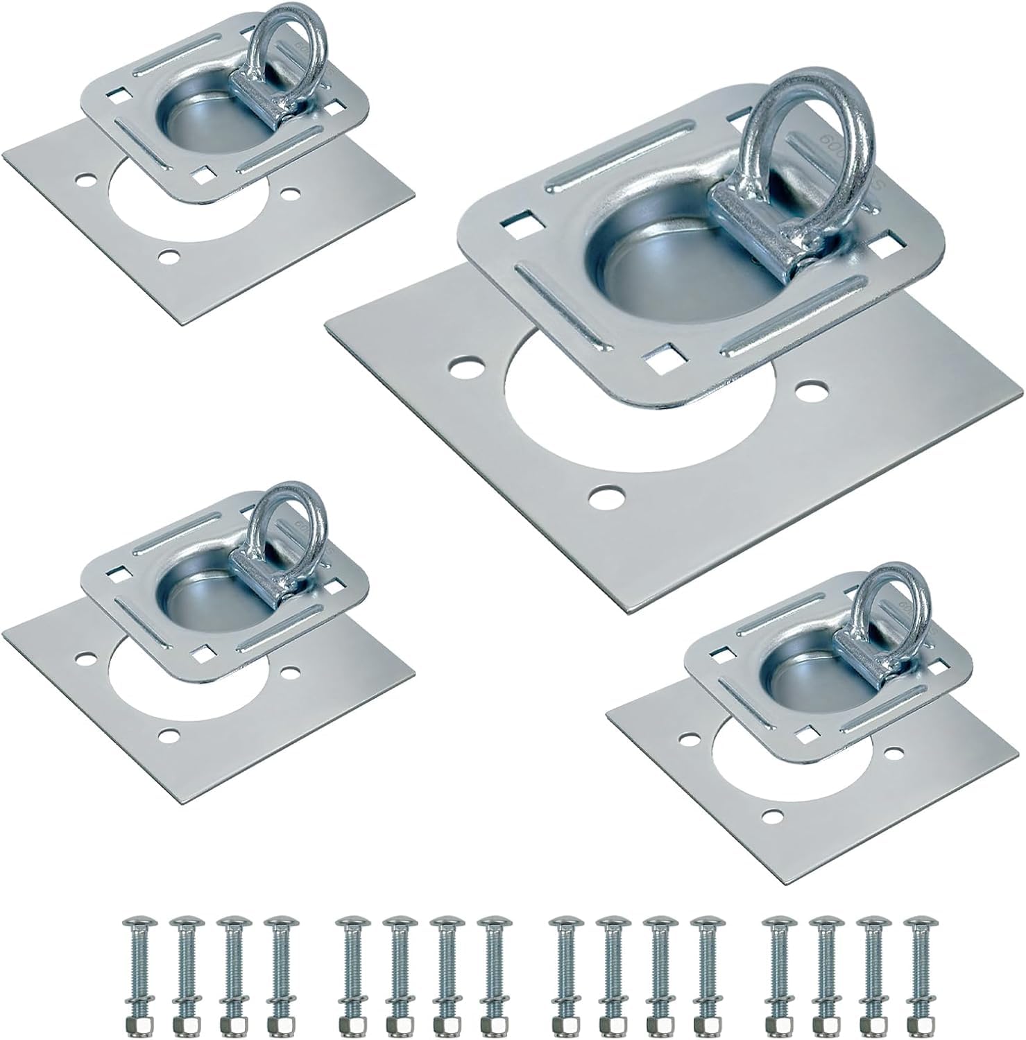 HEYOUTH Zurrösen für Anhänger (4Stück),Anhänger Zurrösen mit Gegenplatten,Zurrbügel belastbar bis 2268 kg,Verzurrösen Zurrpunkte,Befestigung Anhänger Zubehör,Verzurrösen aus verzinktem Stahl von HEYOUTH