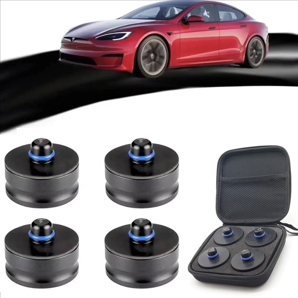 Wagenheber Adapter,Gummiauflage Wagenheber,For Tesla Wagenheber Pads,4 Stück Wagenheber Aufnahme Jack Pad mit Robustem Metallkern Adapter Hebepunkt Unterlage passend für Tesla Model 3 & Model Y von HEYOUTH