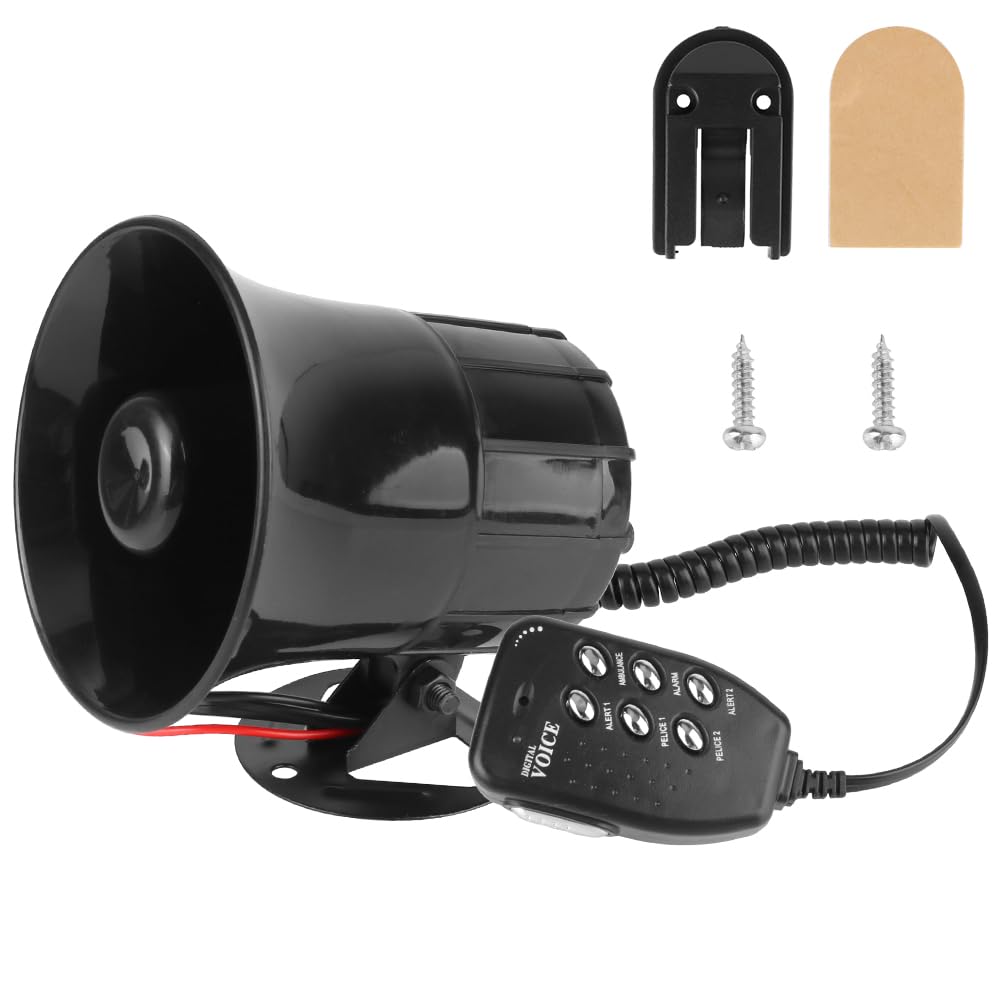 HFANGYU 6 Töne Auto Warnalarm Megaphon 12V 100W Lufthupe 120DB laute Polizei Sirene Lautsprecher Mehrtonhorn Autohupe von HFANGYU