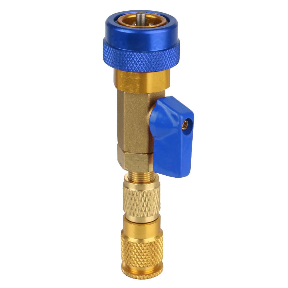 HFANGYU Refrigeration Tool R340A Valve Air Conditioning Repair and Fluoride Safety Adapter Filler Joint Copper High Low Pressure Tool (Niederdruck Blau) von HFANGYU