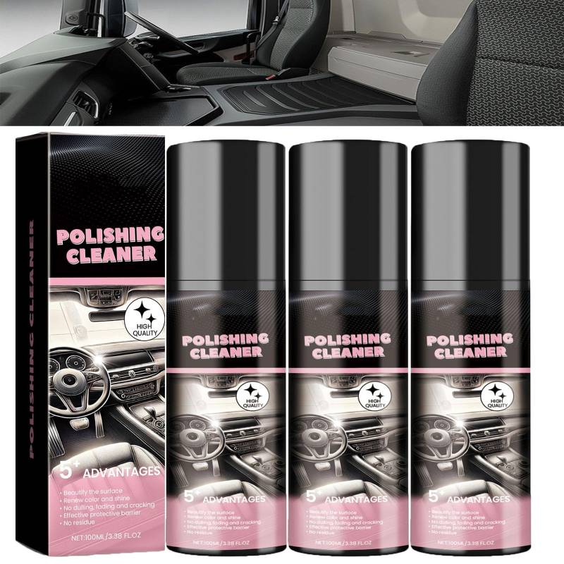 Polierreiniger für den Autoinnenraum, Autoinnenraum-Detailer-Spray, Fahrzeuginnenraumpolitur, lang anhaltender Superglanz-Dressing und Autoreiniger (3PCS) von HFDHD