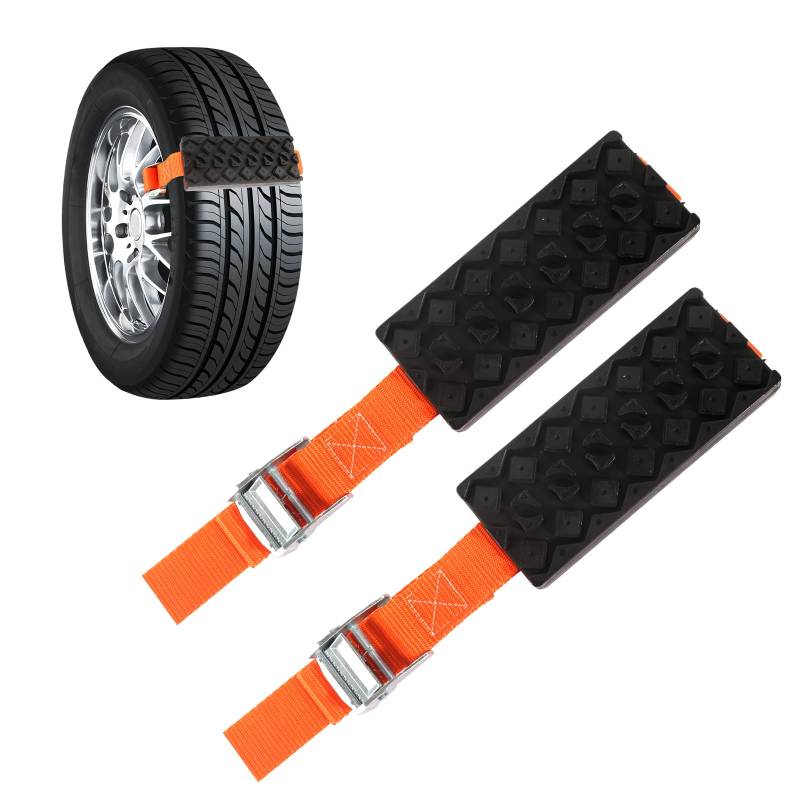 2 Stück Schneeketten Gummi Anfahrhilfe Wohnmobil Rad-Reifenkette Universal Schneeketten Auto Sandbleche Offroad Traktionsmatte Recovery Board Traktionshilfe Gripmatte für alle Reifenarten von HFDONGL