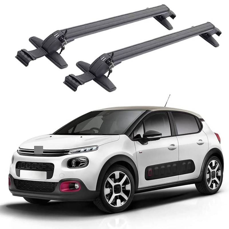 2 Stück Autodachträger, für Citroen C3 Hatchback 2017 Aluminium, rostfrei, Lastentransportständer, Dachzubehör von HFFTYU