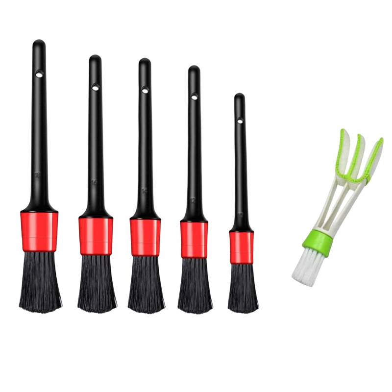 HFYMXNB Auto Detailing Bürsten Set,5 pcs KFZ Reinigung Pinsel Set,Auto Reinigungsbürsten Ultraweiche,，Reinigungspinsel Auto für die Fahrzeugpflege, die Reinigung von Fahrzeugpolstern von HFYMXNB