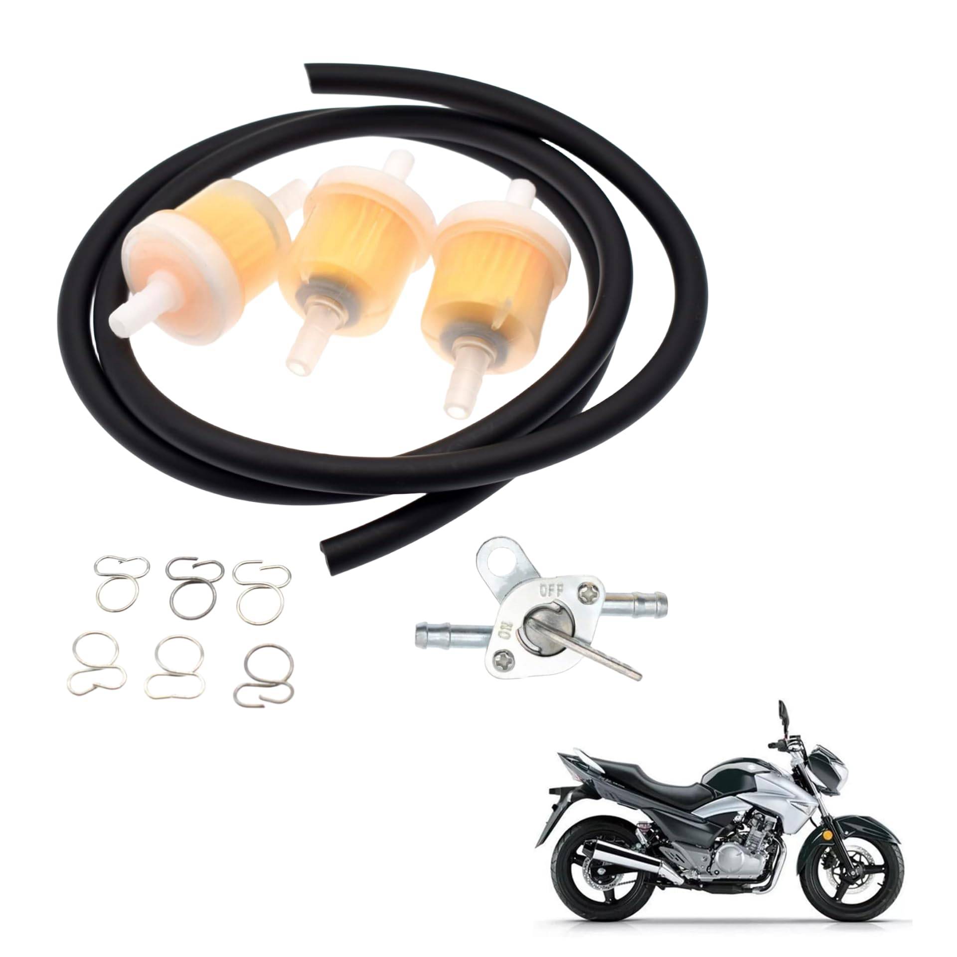 Kraftstofffilter Kit Kraftstoffleitung Benzinschalter des Benzinhahns Schlauchleitung，Benzinschlauch Set,für 50cc 70cc 90cc 110cc 125cc 150cc für Gas Generator Motor Ersatz Teil，2m Ø6mm von HFYMXNB