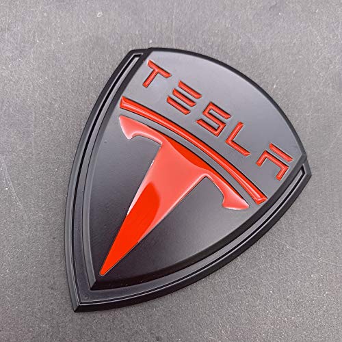 Auto Emblem Aufkleber für Tesla Model 3 Y S X,Abzeichen Buchstaben Abzeichen Aufkleber Heckkoffer Abzeichen Heckklappen Logo Auto Dekoration,Black Red von HGFDSERT