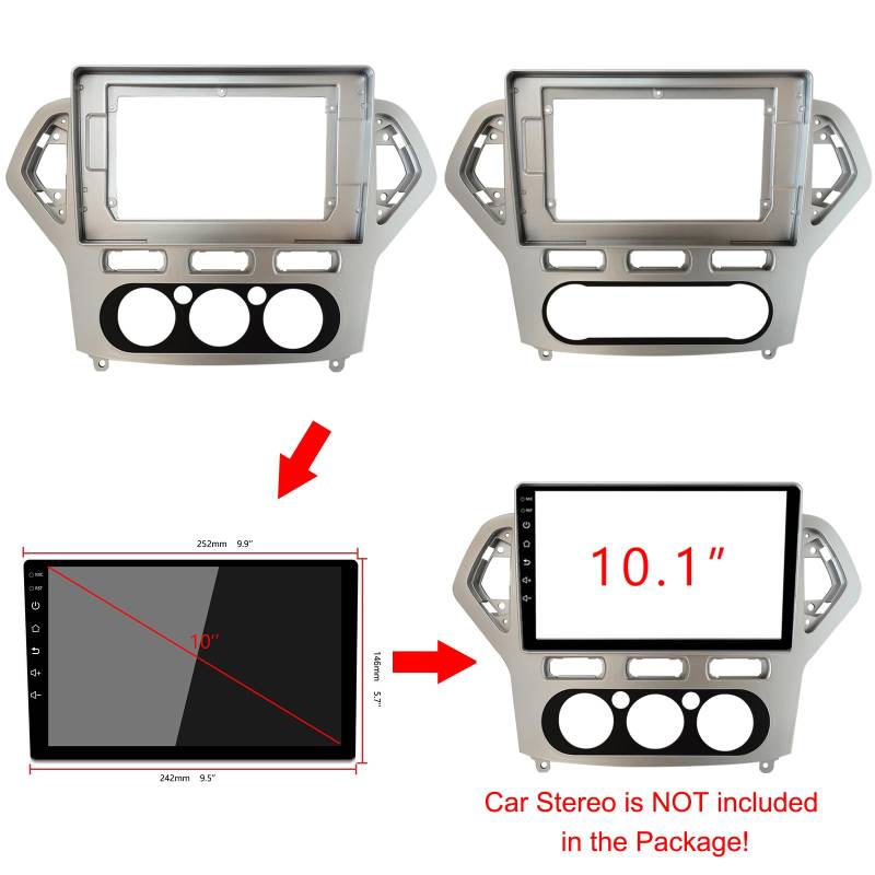 Auto-Blendenverkleidungs-Set/Passend for Ford Mondeo 4 2006 2007 2008 2009 2010, Doppel-DIN-Autoradio, DVD-Rahmen, Audio-Einbauadapter, Armaturenbrett Auto-Audio-Rahmen(Only cable) von HGFHGS