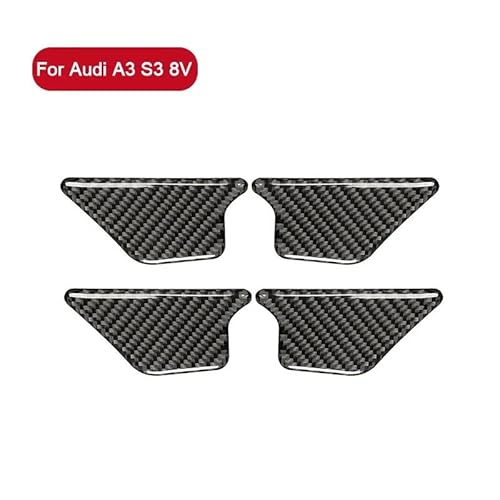 Auto-Innenraum-Türgriff/PASSEND for Audi A3 S3 8V 2014-2019 Auto-Innenausstattung, 4-teiliges Autotürgriffschalenabdeckungs-Trimm-Innenaufkleber aus Kohlefaser Innenraum Türgriff innen passend(Black) von HGFHGS