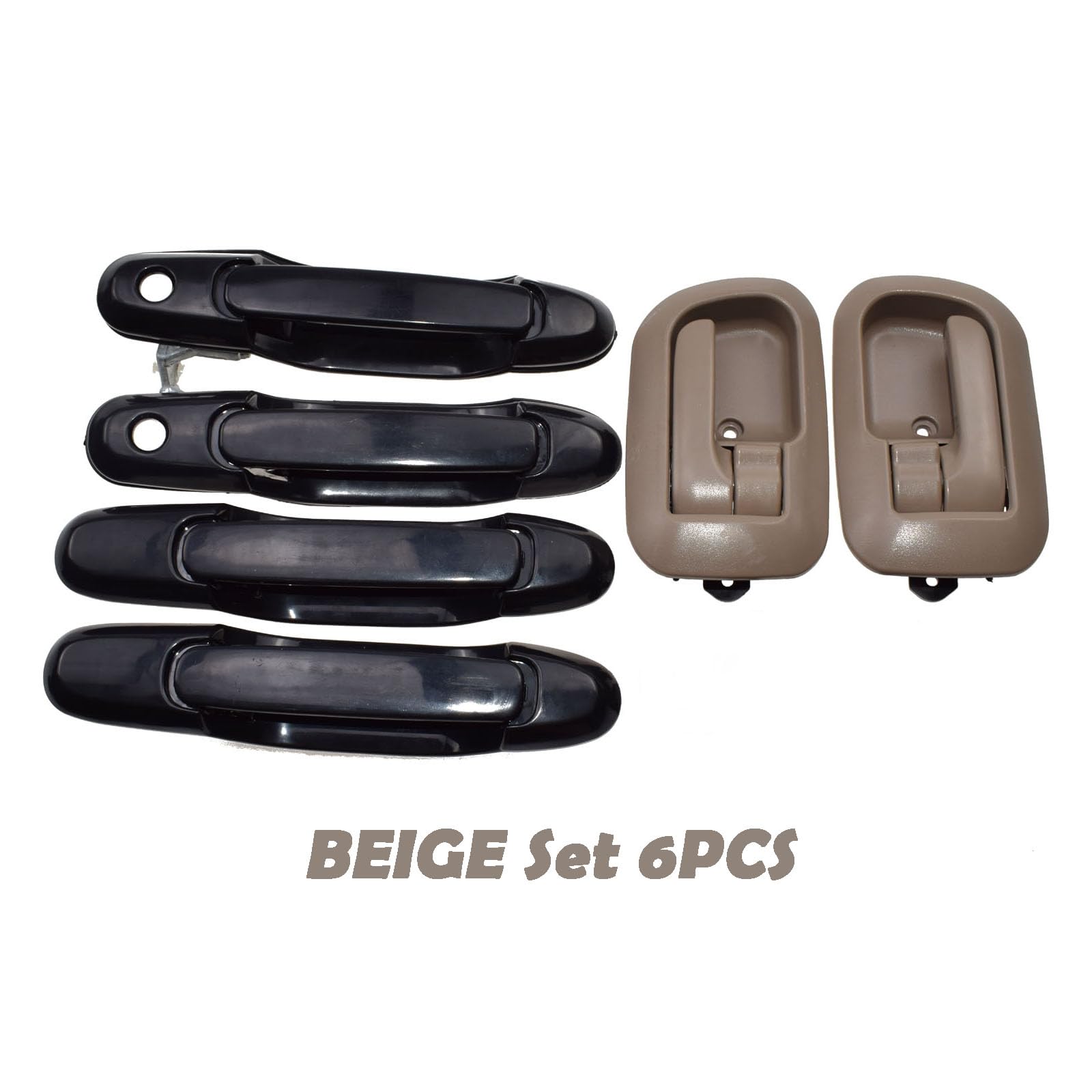 Auto-Innenraum-Türgriff/Passend for 1998 1999 2000 2001 2002 2003 Toyota Sienna, vorne hinten, links, rechts, braun/beige, innen und außen, Heckklappen-Türgriffe-Set Innenraum Türgriff innen passend( von HGFHGS