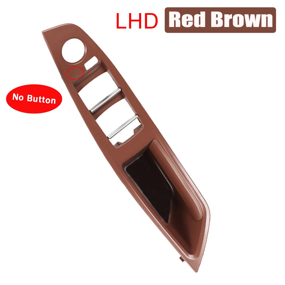 Auto-Innenraum-Türgriff LHD RHD Handantrieb Auto-Innentürgriffverkleidung Pull Trim-Abdeckung Innentürgriff Ersatz/Passend for BMW 5er F10 F11 F18 Innenraum Türgriff innen passend(Red Brown-LHD) von HGFHGS