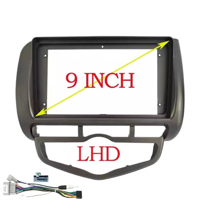 Car 9 Inch Stereo Audio Fascia Audio DVD Panel Bezel Frame Trim Left/right Wheel/Fit for Honda Fit City Jazz 2002-2008 Auto-Audio-Rahmen(Frame-LHD-cord) von HGFHGS