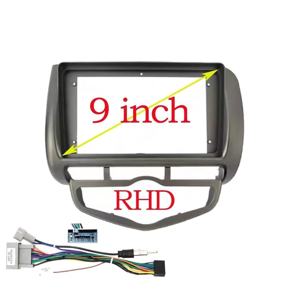 Car 9 Inch Stereo Audio Fascia Audio DVD Panel Bezel Frame Trim Left/right Wheel/Fit for Honda Fit City Jazz 2002-2008 Auto-Audio-Rahmen(Frame-RHD-cord) von HGFHGS