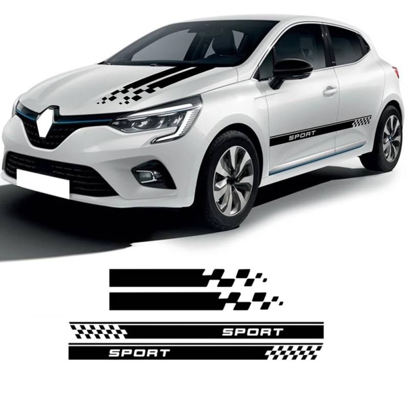 Autohaubenaufkleber, Motorabdeckung, Rennsport, Türseitenstreifen, Rockaufkleber, für R=enault Megane, für Clio Twingo Sandero Zubehör von HGRYNDRO