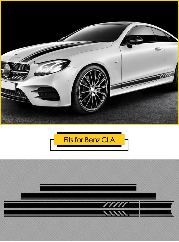 Edition 1 Autotür-Seitenstreifen-Rockaufkleber, Motorhaube, Motorhaube, Dach, Heck-Body-Kit-Aufkleber, für M=ercedes B=ENZ E-Klasse W212 W213 E63 AMG von HGRYNDRO