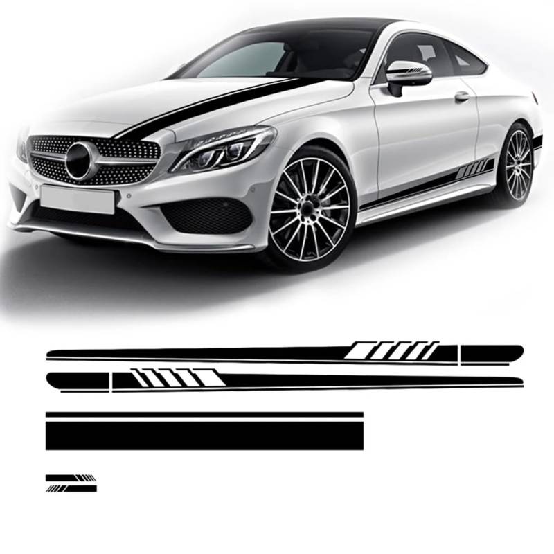 Türseitenstreifen-Rockaufkleber, Rückspiegel, Vinyl-Motorhaubenaufkleber, für M=ercedes B=ENZ ACE GLA CLA-Klasse AMG W204 W205 C63 A45 von HGRYNDRO