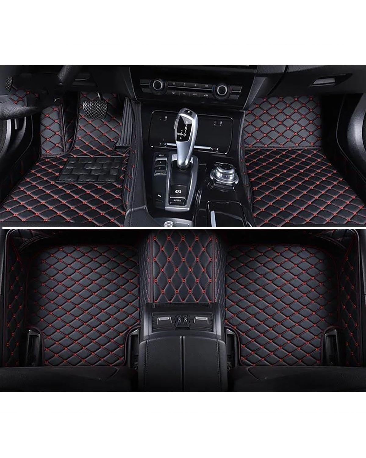 Auto Fussmatte 1Set Auto Fußmatten Für Infiniti Für QX80 2014 2015 2016 2017 2018 Auto Fuß Teppich Auto Fußraum Matten Auto Zubehör Auto Fußmatten(Black Red) von HGYFS5