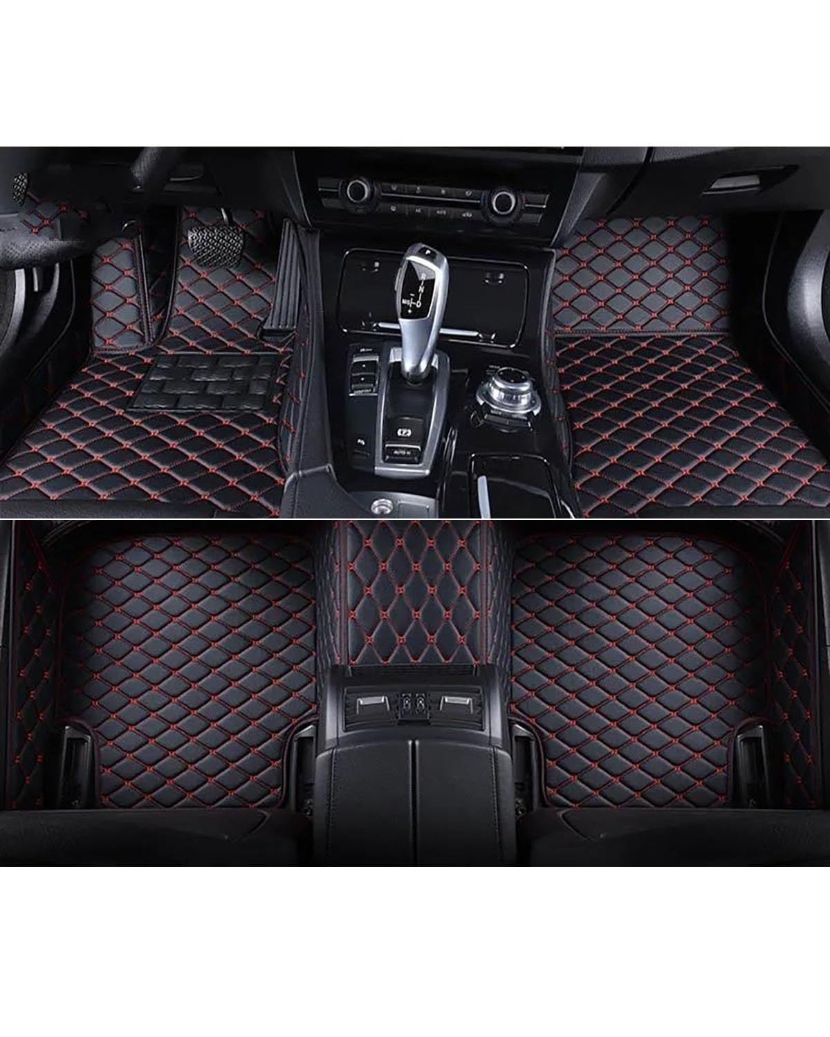 Auto Fussmatte 1Set Auto-Fußmatten Für Skoda Für Superb Plus Auto Fuß Teppich Auto Fußraum Matten Auto Zubehör Auto Innenraum Auto Fußmatten(Black Red) von HGYFS5