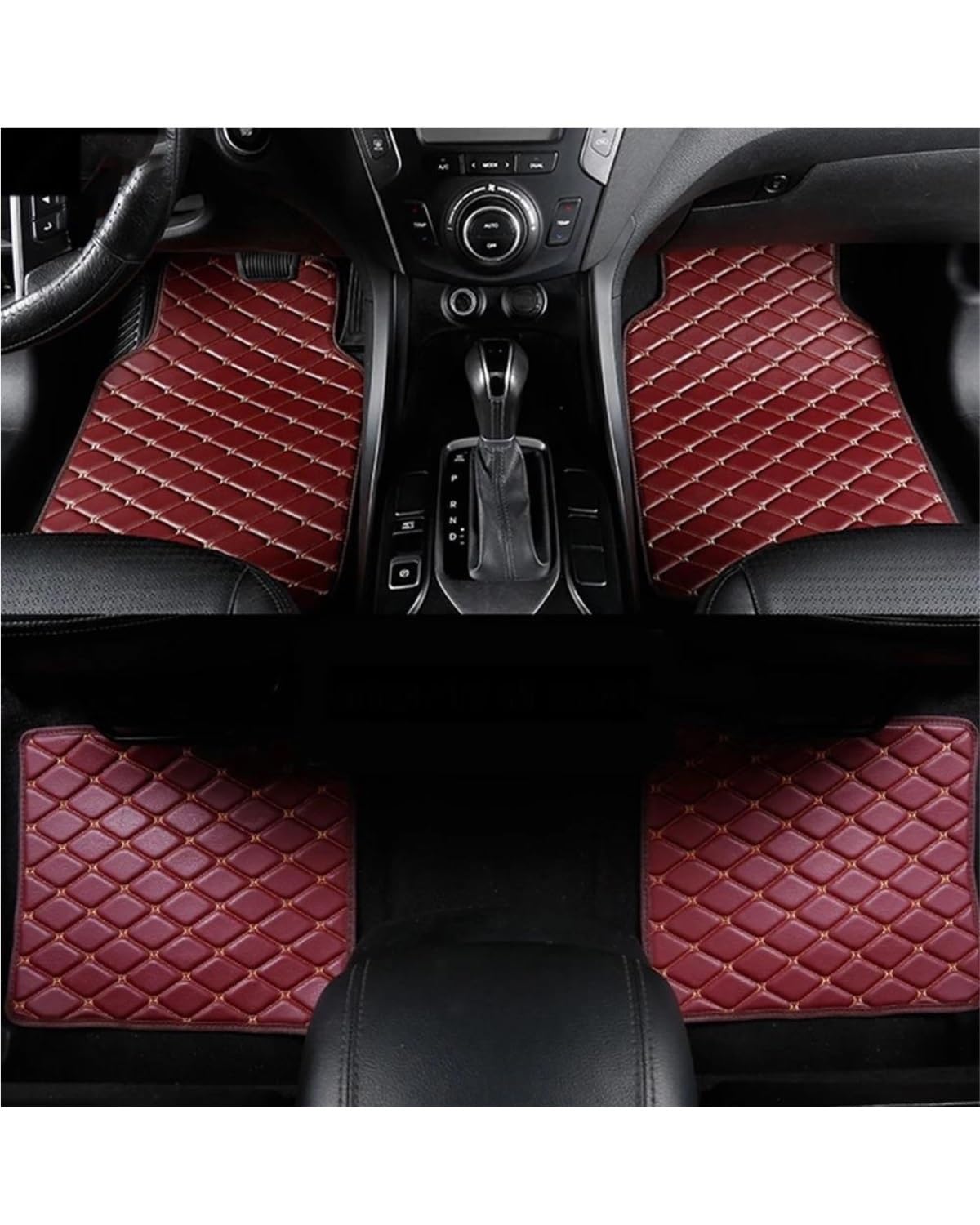 Auto Fussmatte 4 Stücke Universal Fit Auto Fußmatten wasserdichte Fuß Pads Schutz Auto Zubehör Innen Fuß Abdeckungen Boden Liner Auto Fußmatten(Red Wine) von HGYFS5