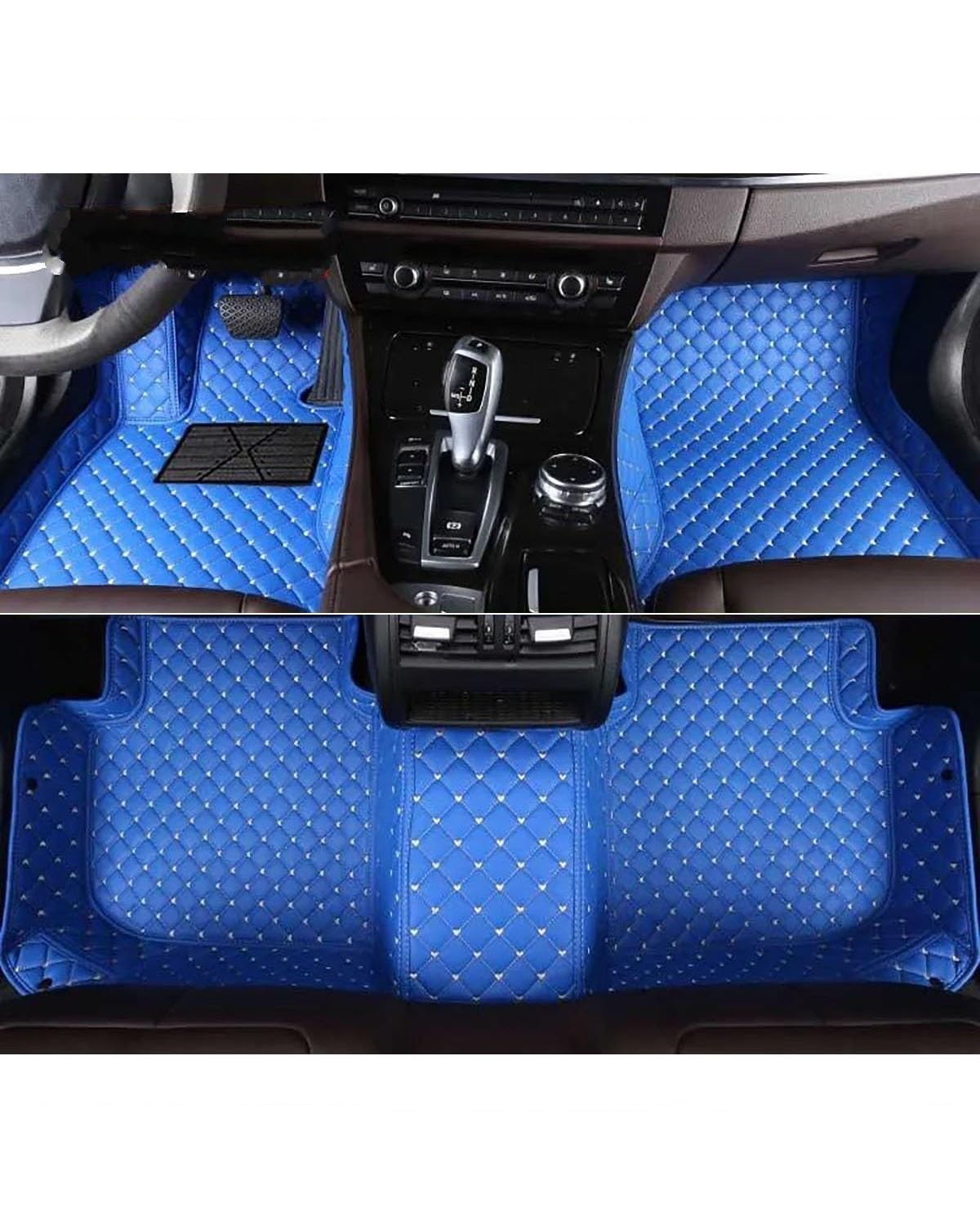 Auto Fussmatte Auto-Fußmatten Für 5er Für F10 Für G30 Für F90 520-550 2011-2023 Autoteppiche Fuß Coche Autozubehör Auto Fußmatten(Blue,for F10 2014-2017) von HGYFS5