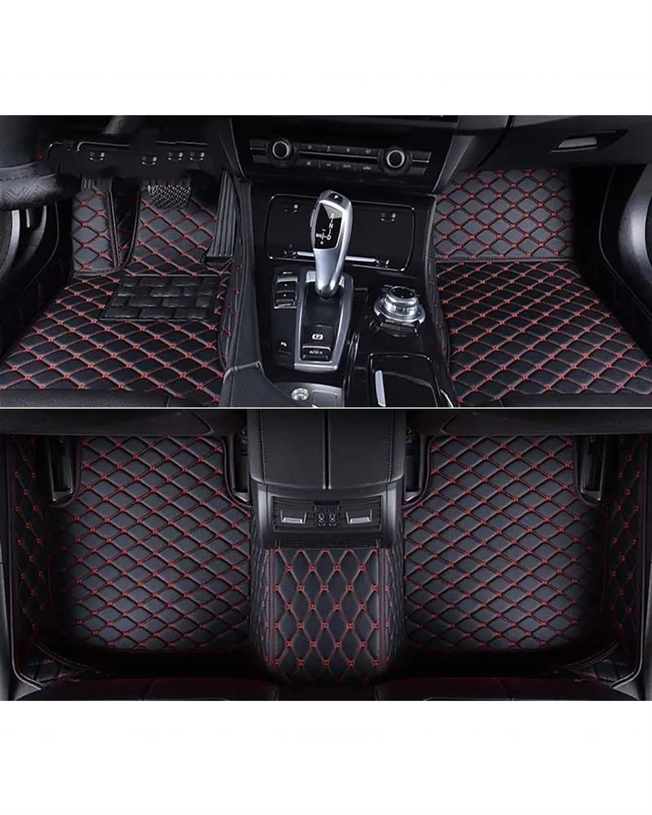 Auto Fussmatte Auto Fußmatten Für Mitsubishies Für Outlander 2000-2023 Auto Teppiche Fuß Coche Zubehör Auto Fußmatten(Black red,2008-2012) von HGYFS5