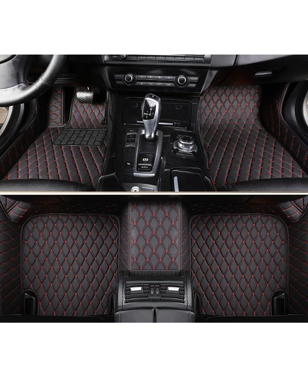 Auto Fussmatte Auto-Fußmatten Speziell Für Peugeot Für E-208 Alle Modelle Auto-Fußpolster Auto-Teppiche Teppich Autozubehör Auto Fußmatten(Black Red) von HGYFS5