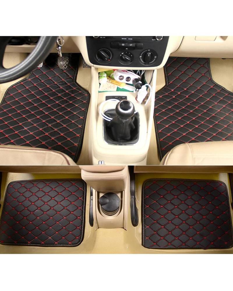 Auto Fussmatte Autofußpolster Für C2 Für C3 Für C4 Kaktus Für C5 Für C4 Picasso C6 DS3 DS4 DS5 5Sitze Auto-Fußmatten Auto-Innenteile Teppiche Auto Fußmatten(Black Red) von HGYFS5