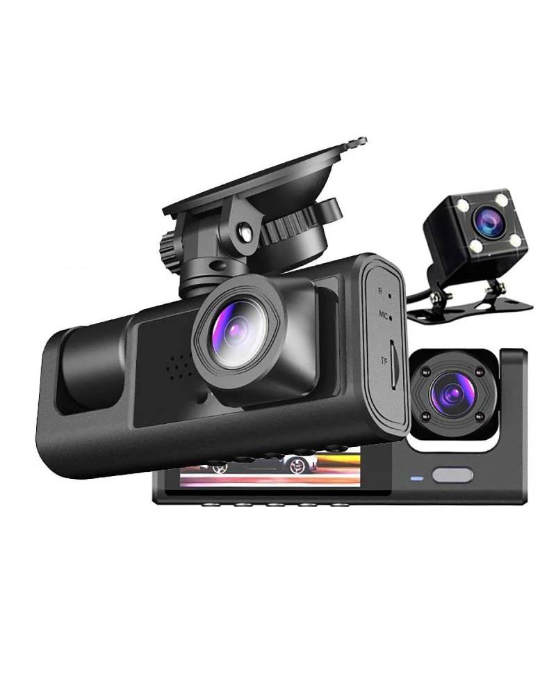 Autokamera 3-Kanal-WLAN-Auto-DVR HD 1080P Innen-Dashcam DREI-Wege-Kamera DVRs Recorder Video Registrator Dashcam Camcorder Dashcam(3 Channel-WiFi 32G) von HGYFS5