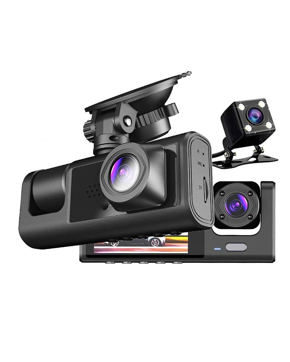 Autokamera 3-Kanal-WLAN-Auto-DVR HD 1080P Innen-Dashcam DREI-Wege-Kamera DVRs Recorder Video Registrator Dashcam Camcorder Dashcam(3 Channel-WiFi 64G) von HGYFS5