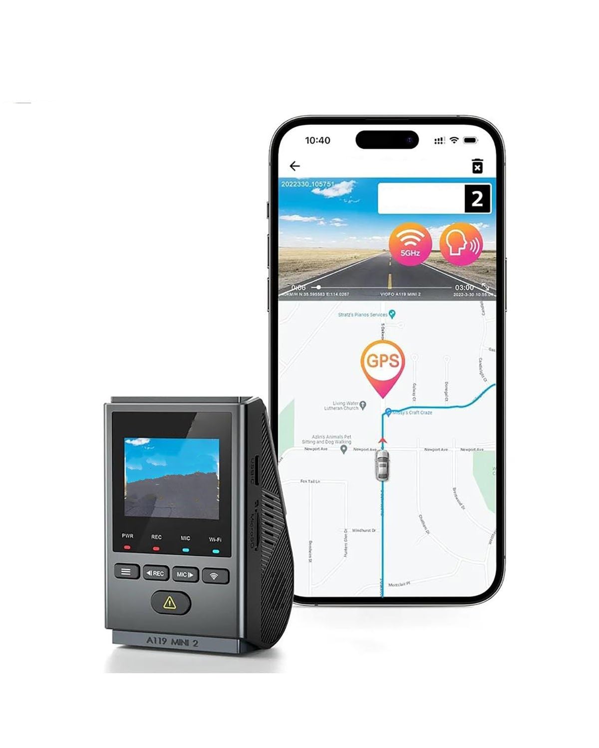 Autokamera A119MINI-2 Dashcam 2K 60FPS Auto-DVRs Sprachsteuerung 5GHZ WLAN Und GPS-Videorecorder Für Autos Gepufferter Parkmodus Dashcam(Package C NO Card) von HGYFS5