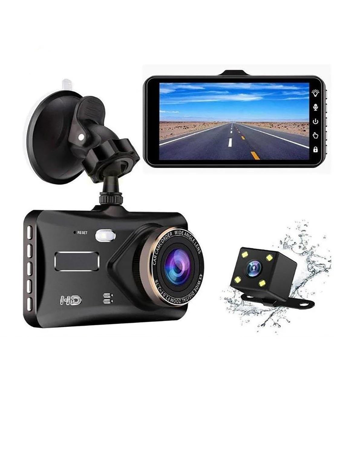 Autokamera Dash Cam Dual Lens Auto DVR HD 1080P4 Touchscreen IPS Mit Backup-Rückfahrkamera Registrar Nacht Auto Video Recorder Dashcam(32G) von HGYFS5