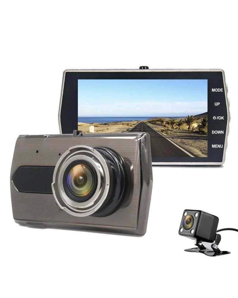 Autokamera HD 1080P Dash Cam Auto DVR Fahrzeug Kamera Drive Video Recorder Black Box Auto Dashcam Auto Zubehör Nachtsicht Dashcam(DVR and Rear Camera 64G TF Card) von HGYFS5