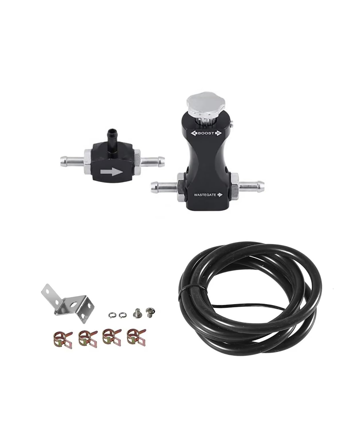 Boost Controller Aluminium-Turbo-Boost-Controller, Der Den Einstellbaren Benzin-Entlüftungsdruck Reguliert. Auto-modifizierter Manueller Turbolader-Regler Manual Boost Controller Kit(Black) von HGYFS5