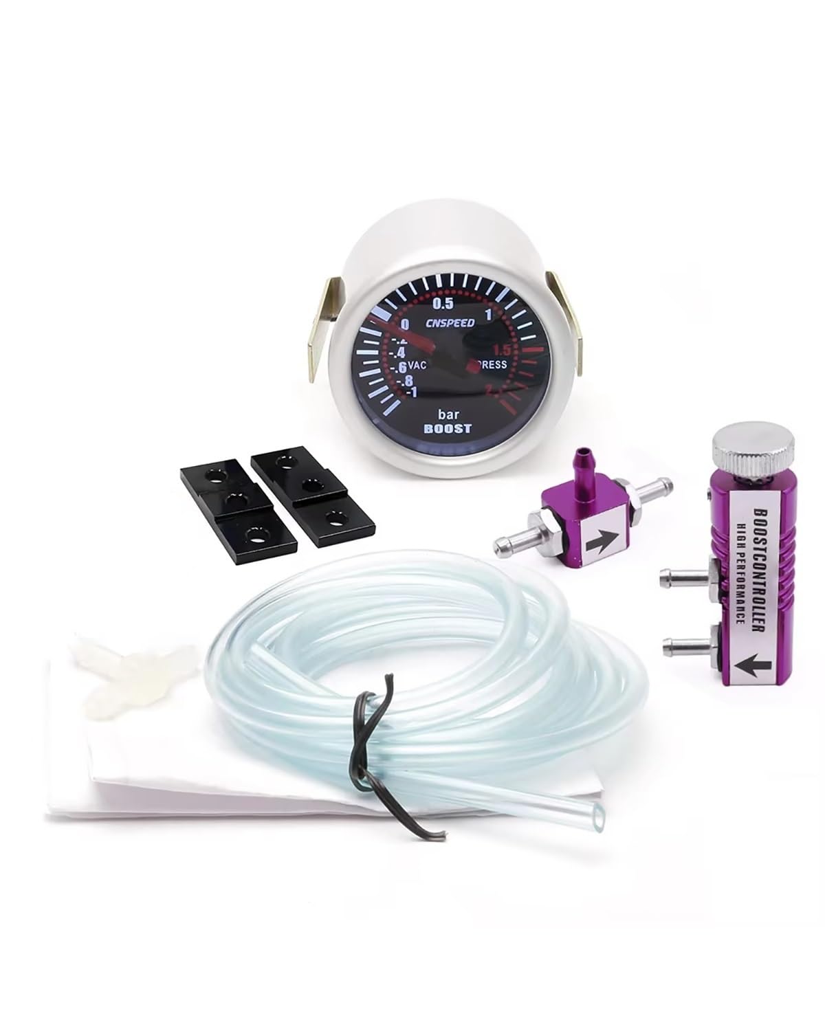 Boost Controller Auto-Auto-Turbolader-Rauchmessgerät-Kit, Einstellbarer PSI-Impulsregler, Einführung 1–30 YC101310 Len1–2 52 Mm Manual Boost Controller Kit(Purple) von HGYFS5