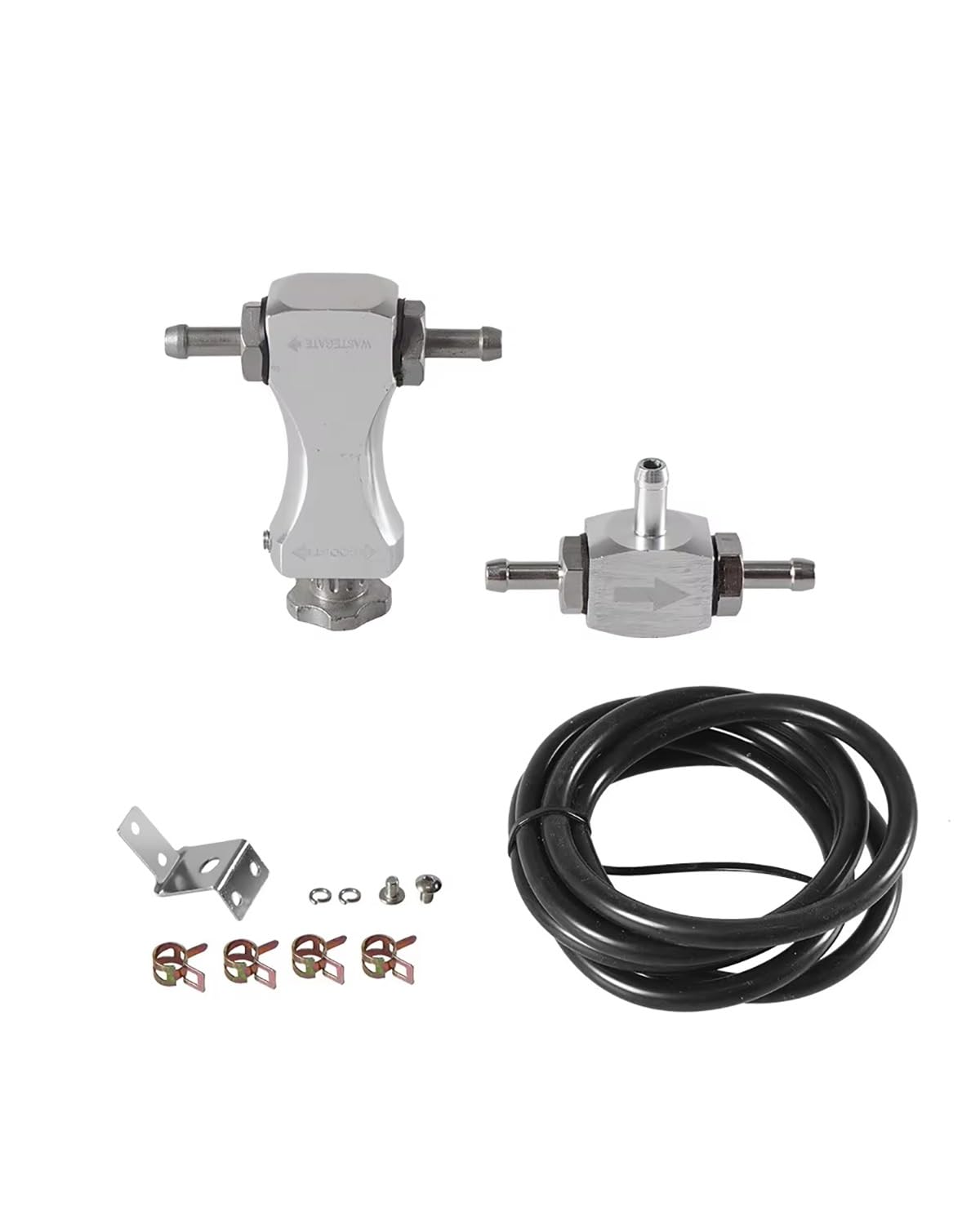 Boost Controller Universeller Modifizierter Turbo-Boost-Controller-Regler, Aluminium-Manometer-Zubehör, Automatisch Einstellbar, BC-1003A, Benzin-Entlüftung Manual Boost Controller Kit(Silver) von HGYFS5