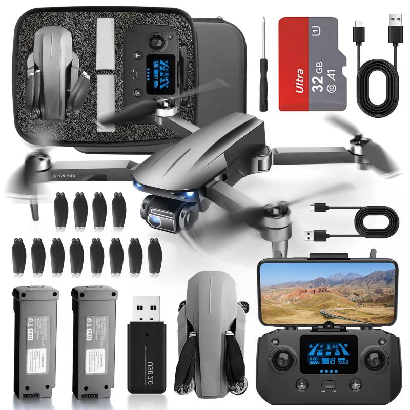 HHD Drohne mit 4K-GPS-Kamera, 5G WiFi FPV, 40 Minuten Flugzeit mit 2 Akkus, SD-Kartensteckplatz, weniger als 249 g, Drohne mit bürstenlosem Motor, mehrere Flugmodi, (Black) von HHD