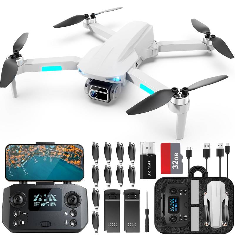 HHD Drohne mit 4K Kamera für Erwachsene Anfänger, 249g faltbar 5G FPV Übertragung, 32GB SD Karte inklusive, RC Quadcopter, bürstenloser Motor, Smart Return Home, Headless Modus (White) von HHD