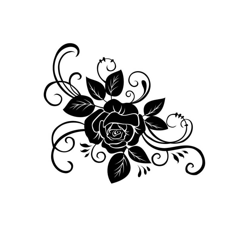 HHF Aufkleber 1 stück autofensterzubehör modisch Blume Rohr Auto Aufkleber Vinyl Decals Rose Luxuriant schmuck Motorrad Bumper Auto Decals (Color Name : Schwarz, Größe : L 35X30CM) von HHF-1