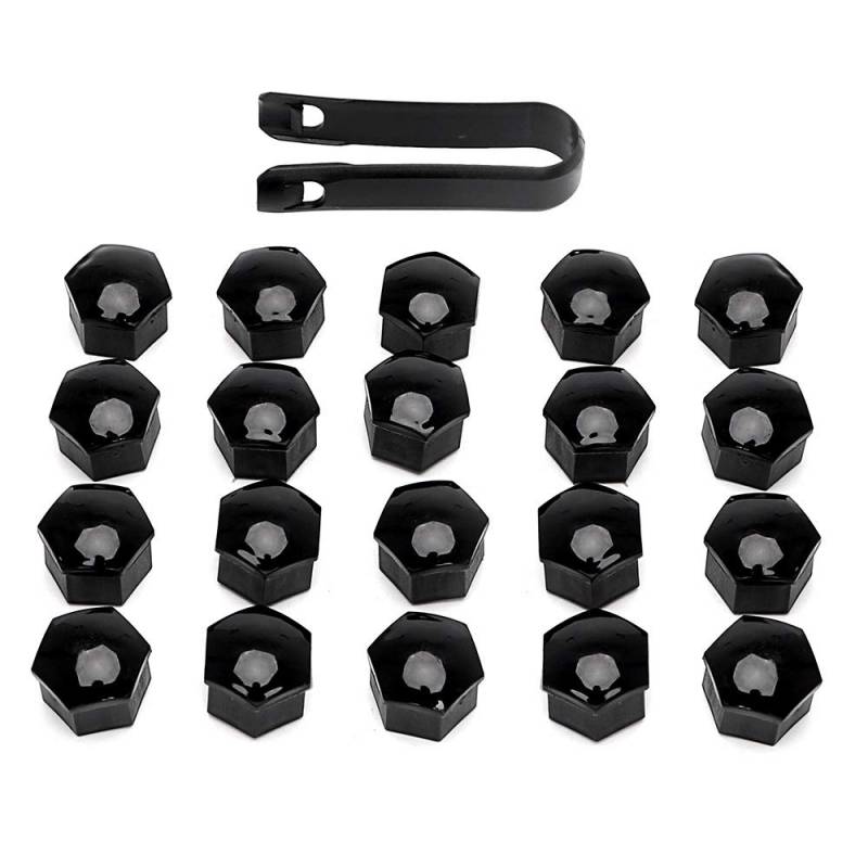 HHF Aufkleber 20Pcs Car Styling 17mm Auto Radmutter Caps Auto Hub Schraubdeckel Spezielle Sockel Bolt Felgen Schutz Außendekoration (Farbe : Schwarz) von HHF-1