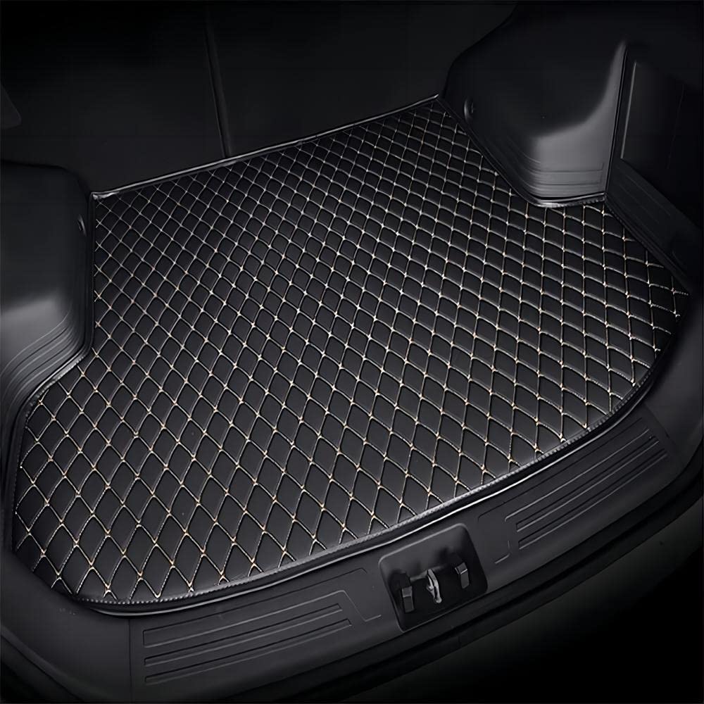 Auto Kofferraummatte Leder Mat für FIAT Freemont (5seats) 2012-2015, Wasserdicht rutschfest Kratzfestem Auto Kofferraumwanne Schutzmatt,Black-beige von HHFCL