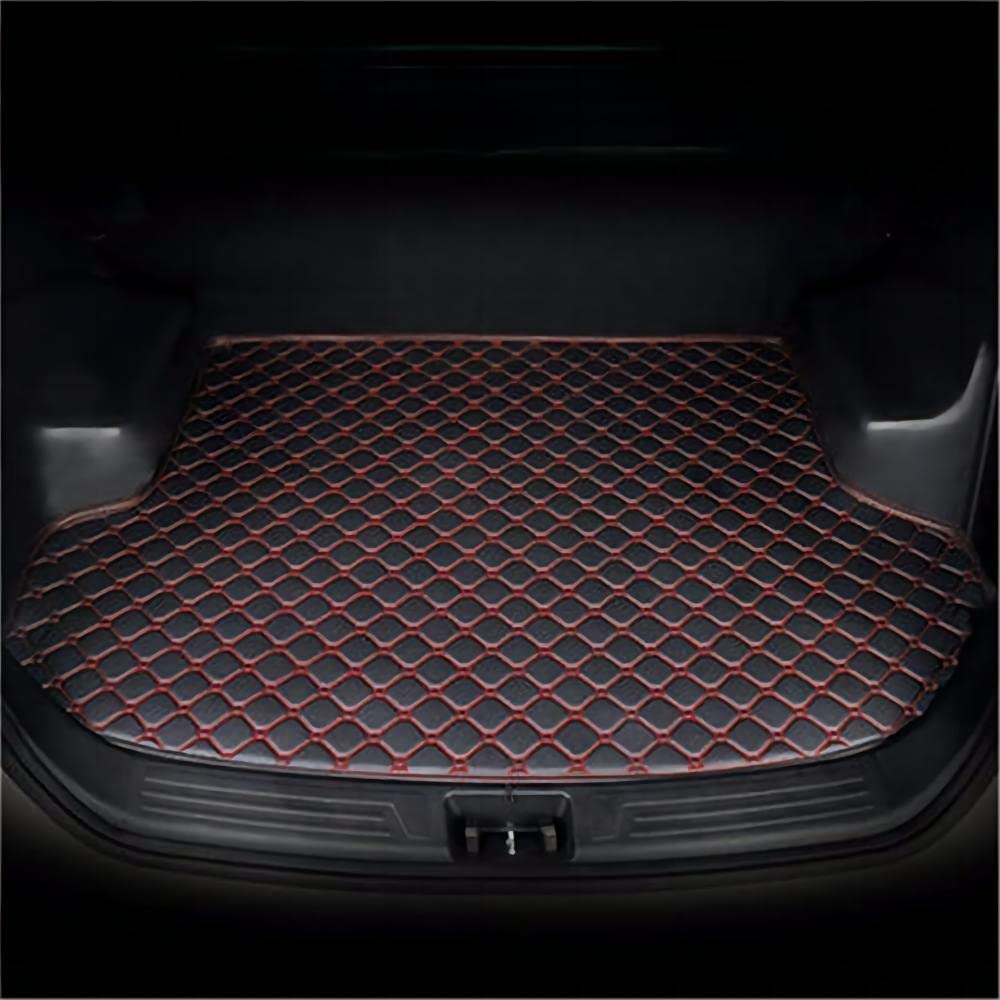 Auto Kofferraummatte Leder Mat für JAGUAR XEL 2020-2024, Wasserdicht rutschfest Kratzfestem Auto Kofferraumwanne Schutzmatt,Black-red-1 von HHFCL