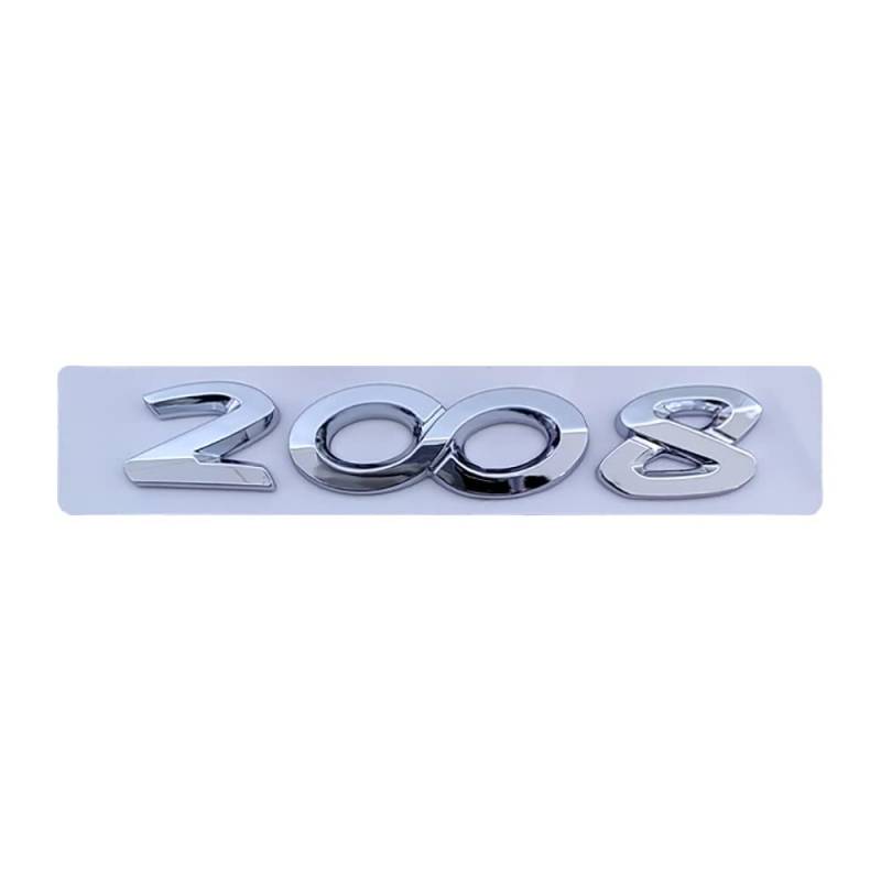 HHIOPL Auto Emblem für Peugeot 2008 3008 4008 5008, Emblem Aufkleber Buchstaben Emblem-Schild Buchstaben Abzeichen, Auto Front Motorhaube Kofferraum Aufkleber Emblem(Color:Silber) von HHIOPL