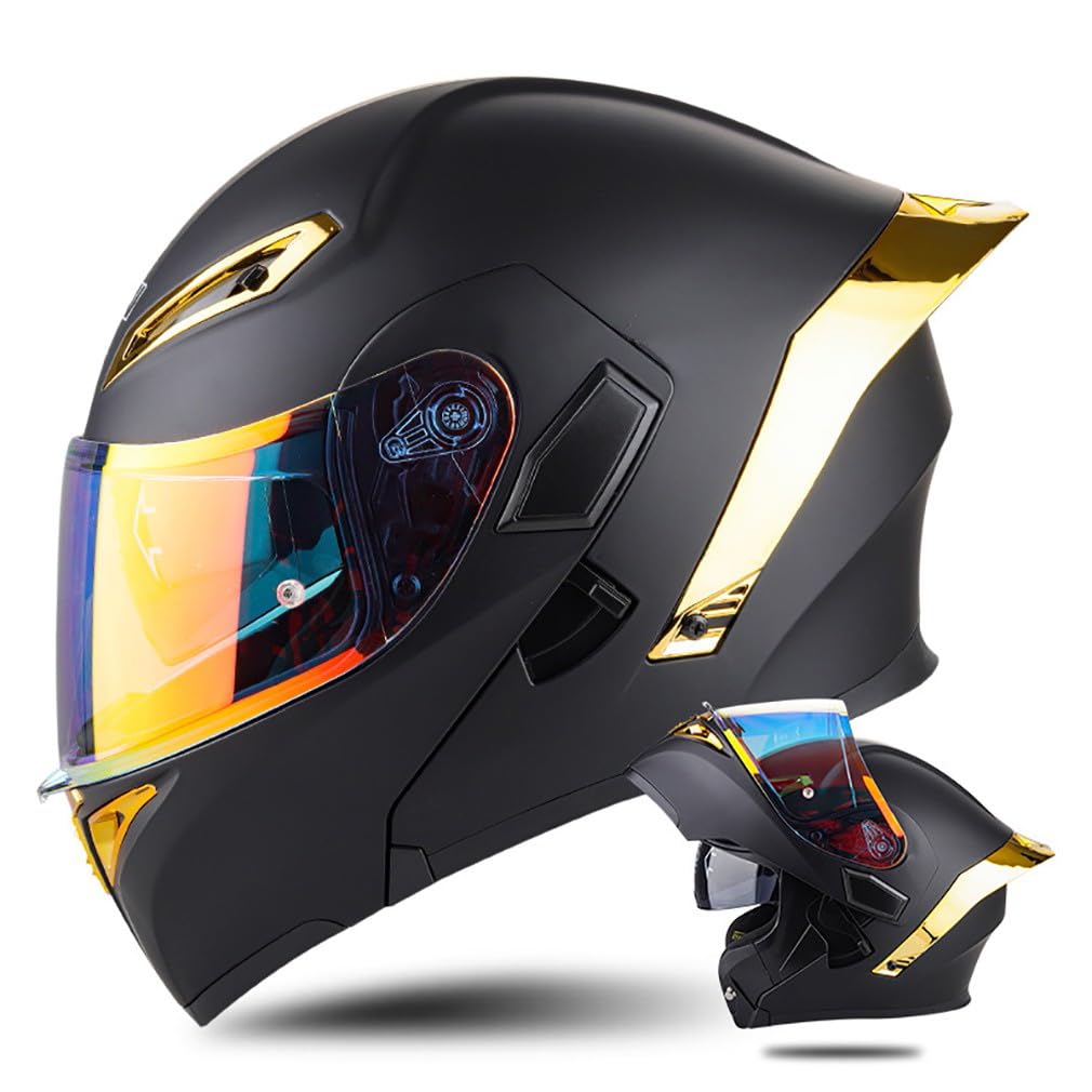 Doppelspiegel Motorradhelm Modularer Klapphelm ECE/DOT Zertifiziert Hochklappbarer Lokomotivhelm Full Face Helm Integralhelme Sturzhelm Mofa Helm Moped-Helm Vollvisierhelm von HHSDB