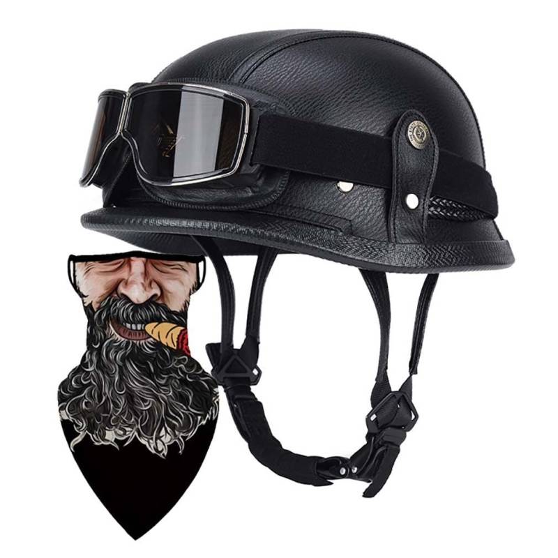 Halbschalenhelm mit DOT/ECE Motorradhelm Motorrad Halbhelme Open Face Helm Jethelm Rollerhelm Motorrad-Halb offener Helm Mopedhelm Cruiser Chopper Helm von HHSDB