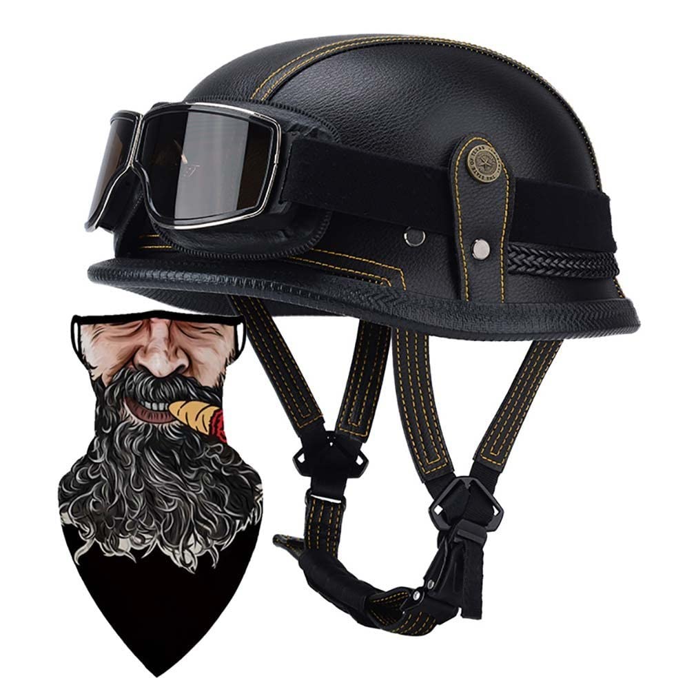 Halbschalenhelm mit DOT/ECE Motorradhelm Motorrad Halbhelme Open Face Helm Jethelm Rollerhelm Motorrad-Halb offener Helm Mopedhelm Cruiser Chopper Helm von HHSDB