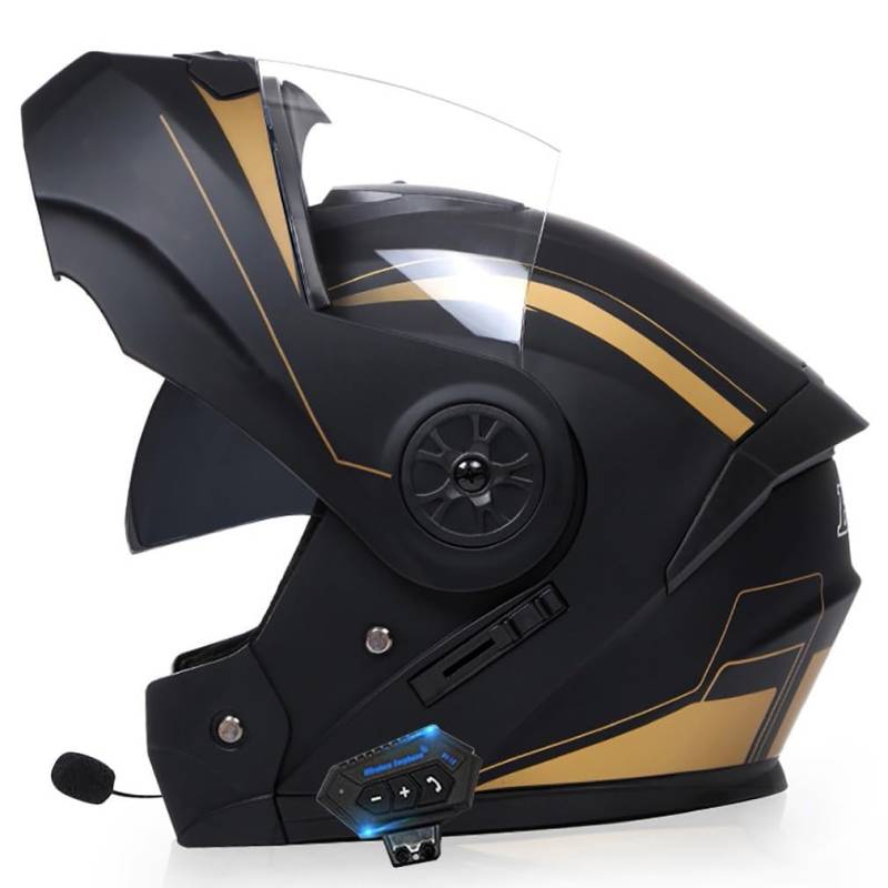 Klapphelm Motorradhelm Bluetooth Modularer Bluetooth Full Face Helm Mit Doppelvisier ECE Zertifiziert Motorradhelm Sturzhelm mit Automatische Reaktion FüR Erwachsene Damen Herren von HHSDB