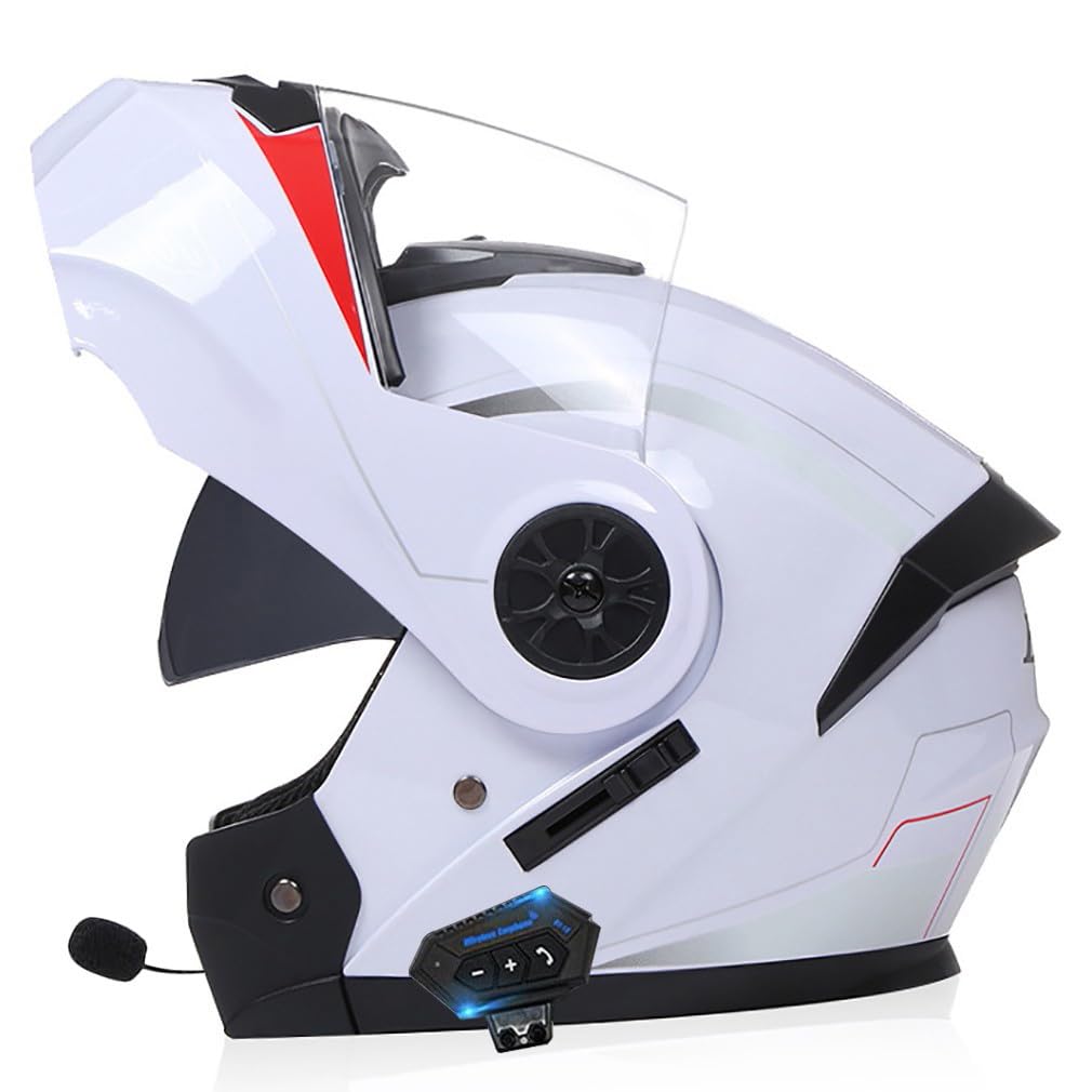 Klapphelm Motorradhelm Bluetooth Modularer Bluetooth Full Face Helm Mit Doppelvisier ECE Zertifiziert Motorradhelm Sturzhelm mit Automatische Reaktion FüR Erwachsene Damen Herren von HHSDB