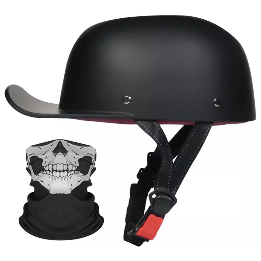 Motorrad Halbhelm Halbschalenhelm Baseballmütze-Helm ECE-Zulassung Motorradhelm Baseball Cap Mit Gesichtsschutz Schnelllösetaste Retro VerläNgerte Krempe S-XL 55-62CM von HHSDB