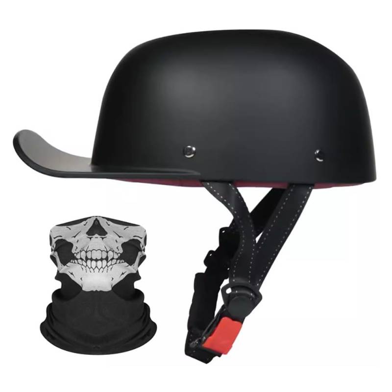 Motorrad Halbhelm Halbschalenhelm Baseballmütze-Helm Mit Gesichtsschutz ECE-Zulassung Motorradhelm Baseball Cap Retro VerläNgerte Krempe Schnellverschluss S-XL 55-62CM von HHSDB