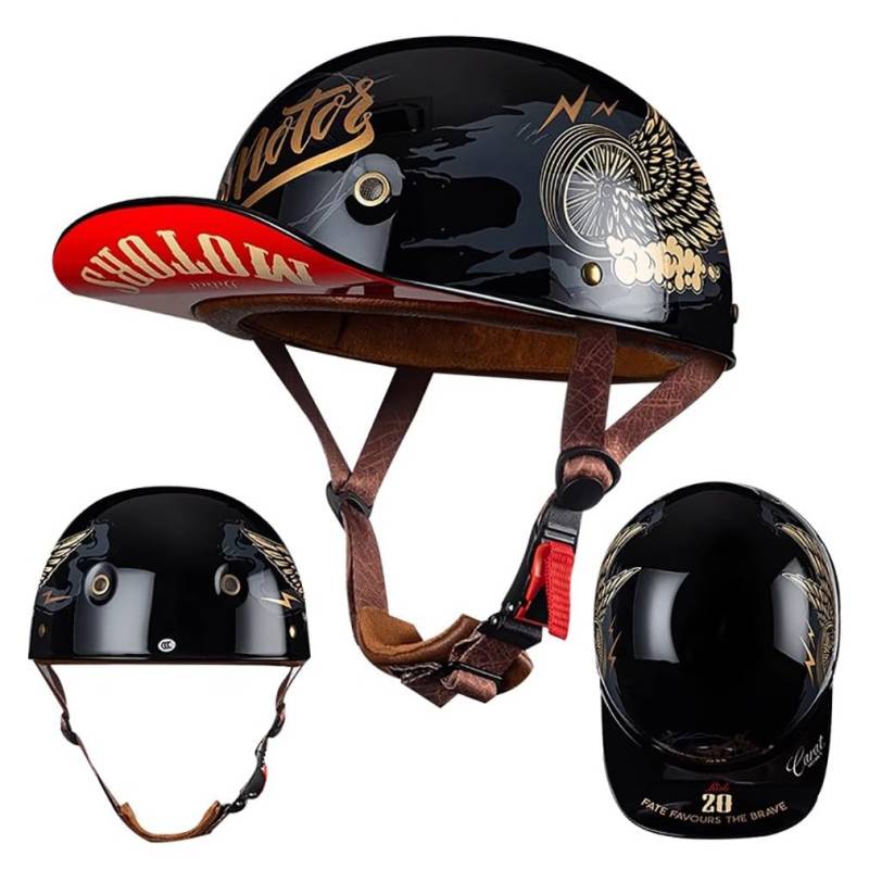 Motorrad Halbschalen Halbschalenhelm Halbhelm Baseball Cap Motorradhelm Mit ECE-Zulassung Cruiser Chopper Scooter Helm Baseballmütze-Helm Mopedhelm für Erwachsene Männer Frauen von HHSDB